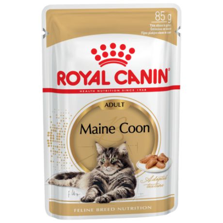 Корм для кошек Royal Canin Мейн-кун для здоровья кожи и шерсти, мясное ассорти 12шт. х 85 г (кусочки в соусе)