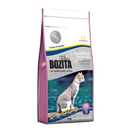 Корм для кошек Bozita для здоровья кожи и шерсти, для вывода шерсти, с лососем 2 кг