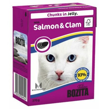 Корм для кошек Bozita с лососем, с моллюсками 370 г (кусочки в желе)