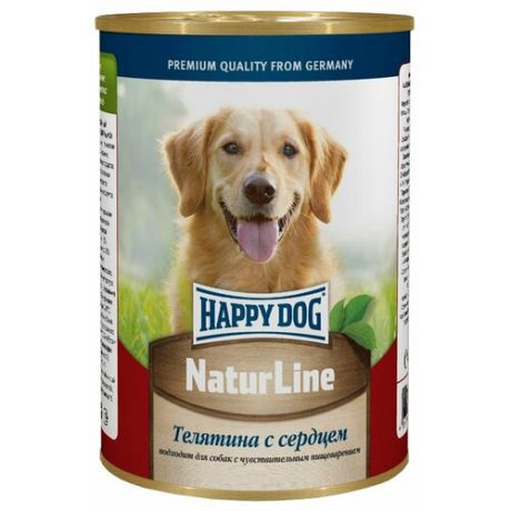 Влажный корм для собак Happy Dog NaturLine телятина, сердце 400г