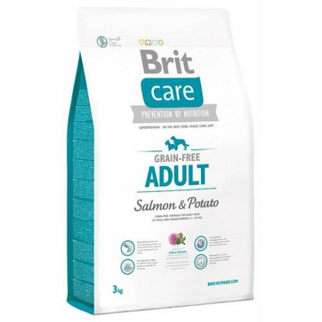 Сухой корм для собак Brit Care лосось с картофелем 3 кг