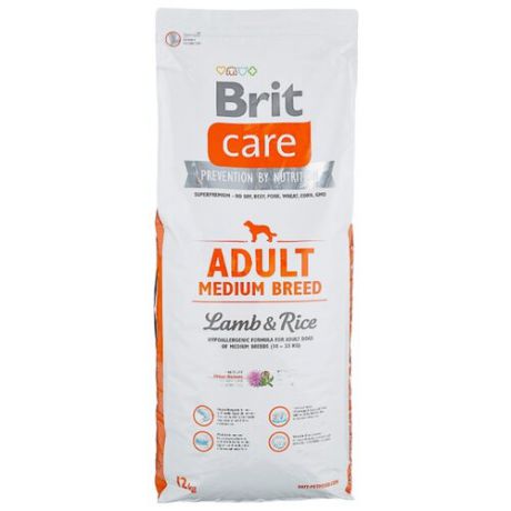 Сухой корм для собак Brit Care ягненок с рисом 12 кг (для средних пород)