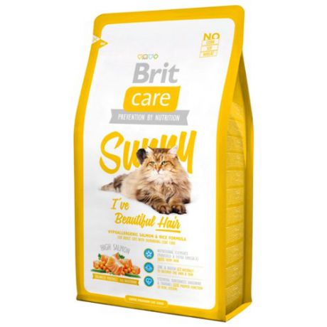 Корм для кошек Brit Care Sunny для здоровья кожи и шерсти, с лососем 2 кг