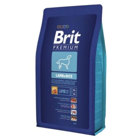 Сухой корм для собак Brit Premium для здоровья кожи и шерсти, ягненок с рисом 8 кг