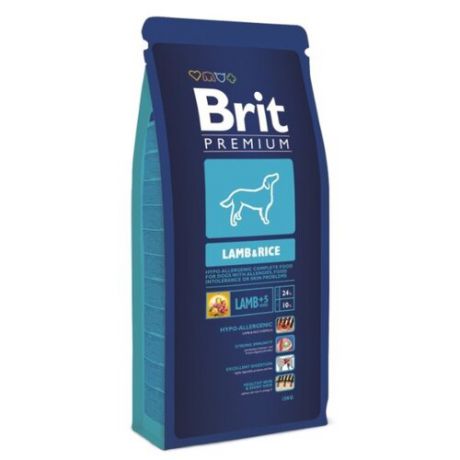 Сухой корм для собак Brit Premium для здоровья кожи и шерсти, ягненок с рисом 15 кг