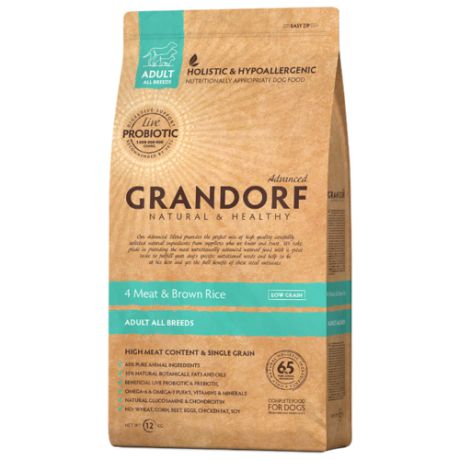 Корм для собак Grandorf (12 кг) 4 Meat & Brown Rice Все породы