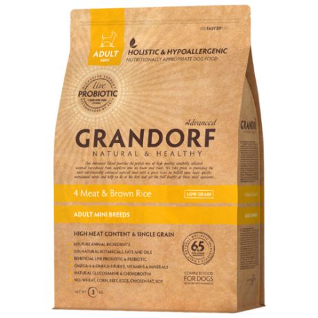 Корм для собак Grandorf (3 кг) 4 Meat & Brown Rice Мини