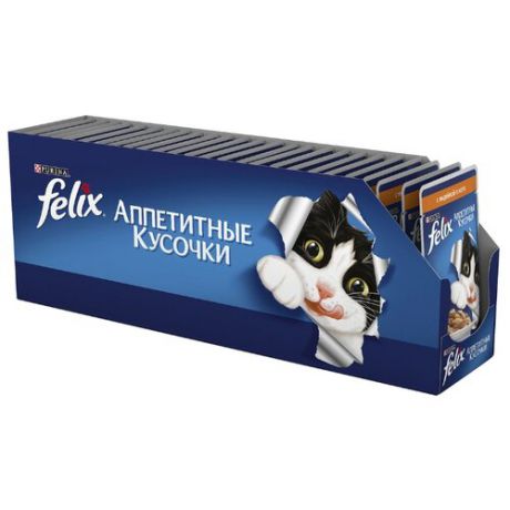 Корм для кошек Felix Аппетитные кусочки с индейкой 24шт. х 85 г (кусочки в желе)
