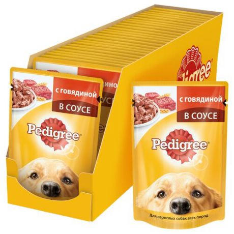 Влажный корм для собак Pedigree для здоровья кожи и шерсти, говядина 24шт. х 100г