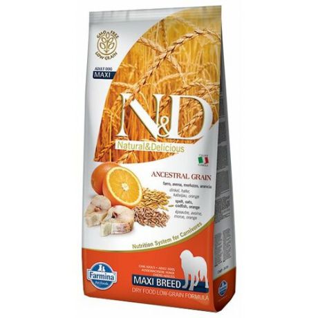 Сухой корм для собак Farmina N&D треска С апельсином 12 кг (для крупных пород)