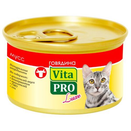 Корм для кошек Vita PRO 1 шт. Мяcной мусс Luxe для кошек, говядина 0.085 кг