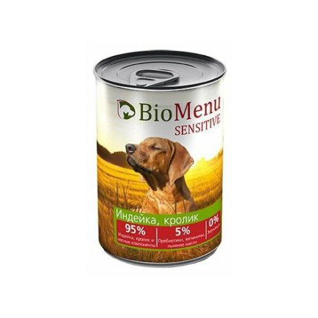 Корм для собак BioMenu (0.41 кг) 1 шт. Sensitive консервы для собак с индейкой и кроликом