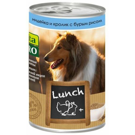 Корм для собак Vita PRO (0.4 кг) 1 шт. Мясные рецепты Lunch для собак, индейка и кролик с бурым рисом