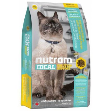 Корм для кошек Nutram I19 Для кошек с проблемами кожи, желудка (6.8 кг)