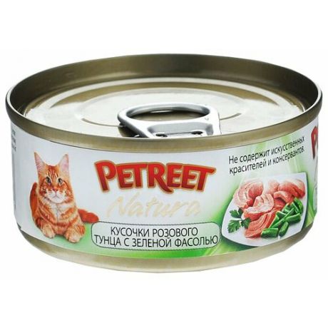 Корм для кошек Petreet Natura Кусочки розового тунца с зеленой фасолью 1 шт. (0.07 кг)