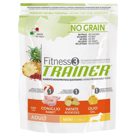 Корм для собак TRAINER Fitness3 No Grain Adult Mini Rabbit and potatoes dry (0.8 кг)