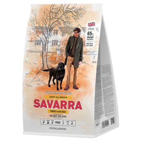 Корм для собак SAVARRA (1 кг) Adult All Breeds Dogs Turkey