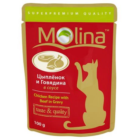 Корм для кошек Molina Пауч для кошек Цыпленок и говядина в соусе (0.1 кг) 1 шт.