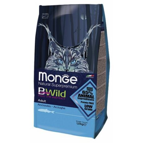 Корм для кошек Monge BWILD Feed the Instinct с анчоусом 1.5 кг