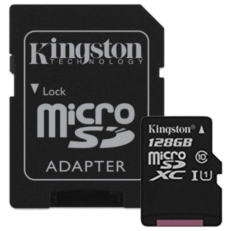 Карта памяти Kingston Canvas Select microSDXC Class 10 UHS-I U1 128GB + SD adapter (SDCS/128GB)