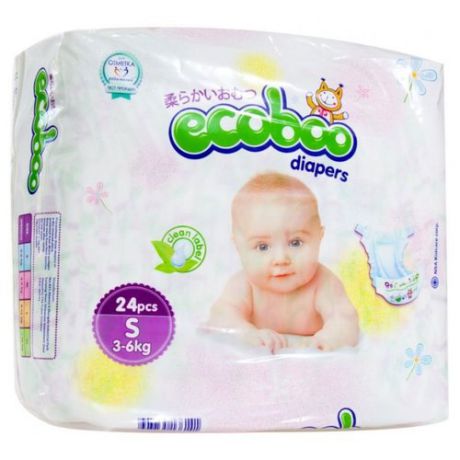 ECOBOO подгузники S (3-6 кг) 24 шт.