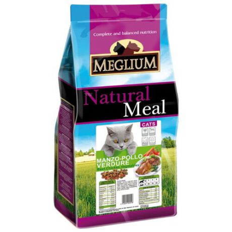 Корм для кошек Meglium Adult Говядина, курица, овощи 3 кг