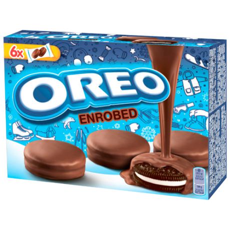 Печенье Oreo ENROBED с какао и начинкой с ванильным вкусом, покрытое шоколадной глазурью, 246 г