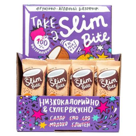 Фруктовый батончик Slim Bite Box без сахара Кокос, 30 шт