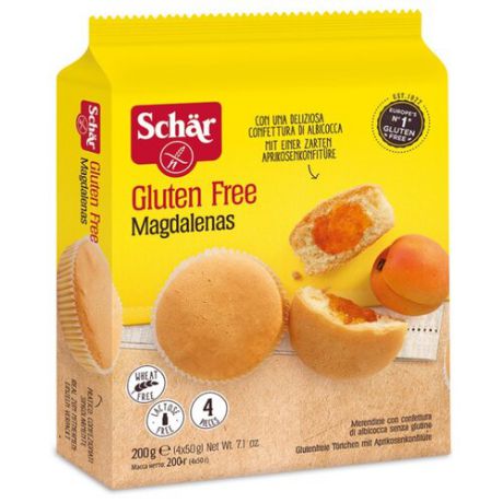 Мини-кекс Schar Magdalenas с абрикосовым джемом без глютена (4 шт.)