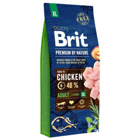 Сухой корм для собак Brit Premium by Nature курица 15 кг (для крупных пород)