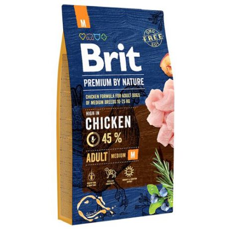 Сухой корм для собак Brit Premium by Nature курица 8 кг (для средних пород)