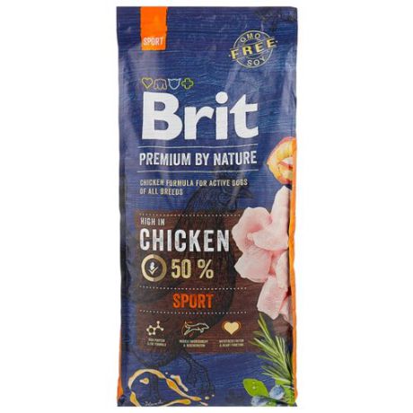 Сухой корм для собак Brit Premium by Nature Sport курица 15 кг