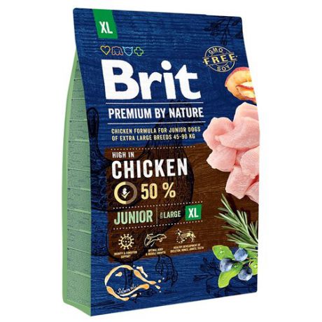 Сухой корм для щенков Brit Premium by Nature курица 3 кг (для крупных пород)