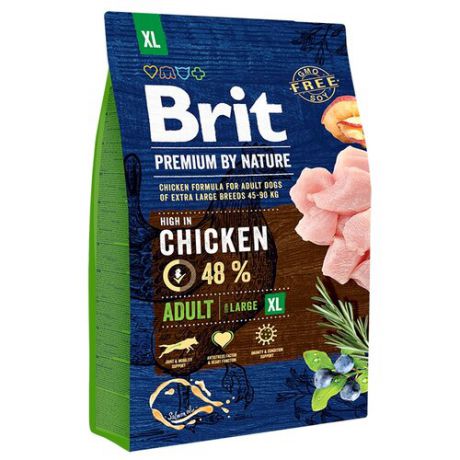 Сухой корм для собак Brit Premium by Nature курица 3 кг (для крупных пород)