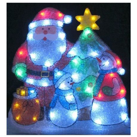 Панно Sh Lights Санта, снеговики и елка, 54.5 x 48 см, PKQE13041