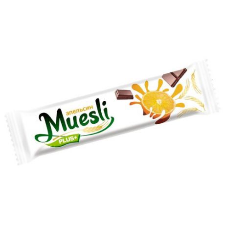 Злаковый батончик Muesli plus в шоколадной глазури Апельсин, 6 шт