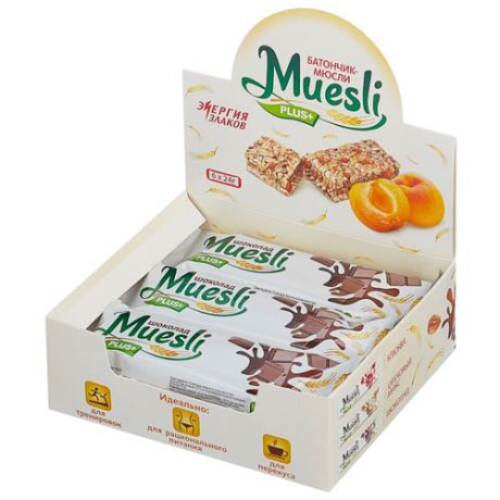 Злаковый батончик Muesli plus в шоколадной глазури Шоколад, 6 шт