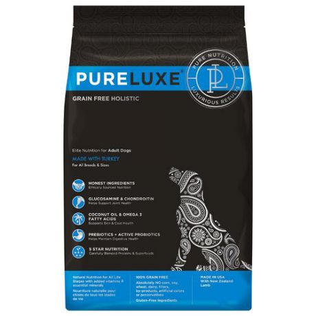 Корм для собак PureLuxe (1.81 кг) Elite Nutrition for adult dogs with turkey
