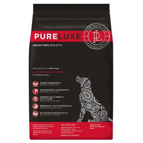 Корм для собак PureLuxe (10.89 кг) Elite Nutrition for adult dogs with lamb & chickpeas