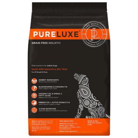 Корм для собак PureLuxe (1.81 кг) Elite Nutrition for adult dogs with salmon & split peas