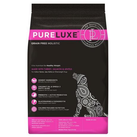 Корм для собак PureLuxe (10.89 кг) Elite Nutrition for healthy weight dogs with turkey, salmon & lentils
