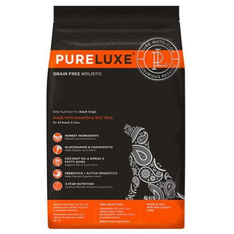 Корм для собак PureLuxe (10.89 кг) Elite Nutrition for adult dogs with salmon & split peas