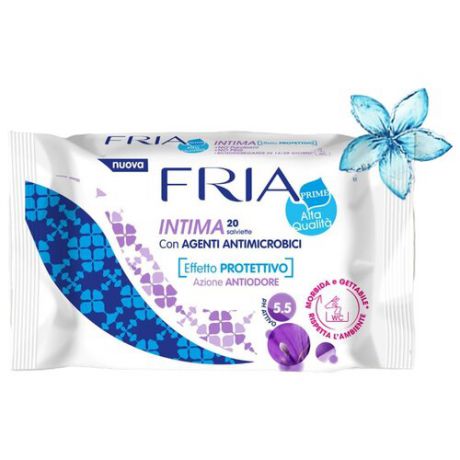 FRIA Влажные салфетки для интимной гигиены Intima Agenti Antimicrobici биоразлагаемые, 20 шт