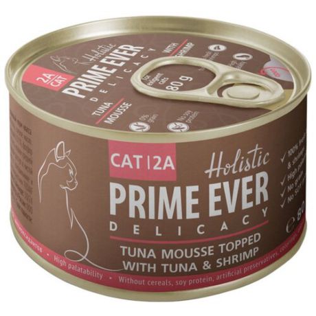 Корм для кошек Prime Ever 1 шт. 2A Delicacy Мусс тунец с креветками 0.08 кг