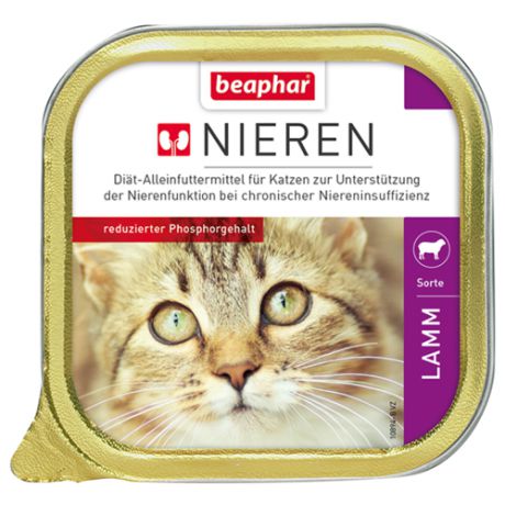 Корм для кошек Beaphar 16 шт. Полнорационная диета (паштет) Nieren Lamm с ягненком для кошек 0.1 кг