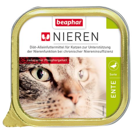 Корм для кошек Beaphar 16 шт. Корм для кошек Beaphar Полнорационная диета (паштет) Nieren Ente с уткой для кошек 0.1 кг