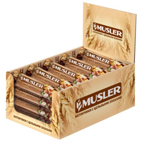 Злаковый батончик Musler в шоколадной глазури Орехи и шоколад, 25 шт