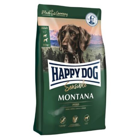 Сухой корм для собак Happy Dog Supreme Sensible Montana для здоровья кожи и шерсти, конина 4 кг