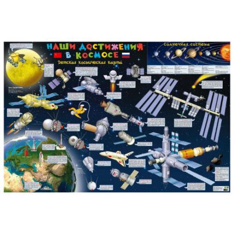 Плакат РУЗ Ко Детская космическая карта. Наши достижения в космосе. Настенная карта