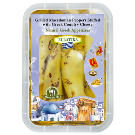 Перец македонский на гриле фаршированный сыром, в масле ELLATIKA пластиковая банка 230 г